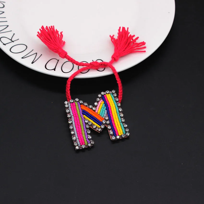 Плетеные браслеты ручной работы в богемном стиле с буквами на заказ винтажные из