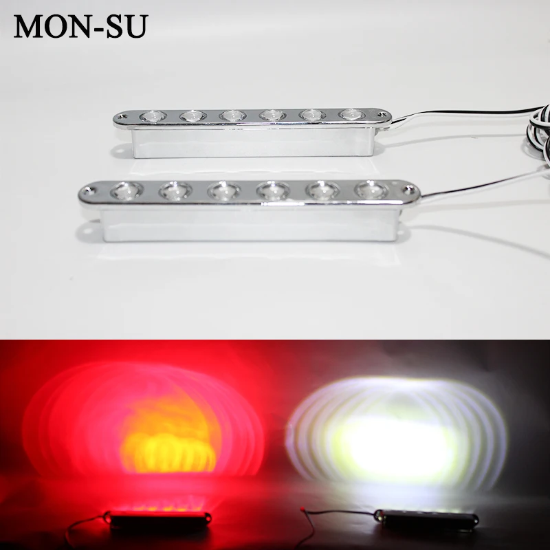 

MON-SU Car Wireless Remote DRL 2*6Led Ambulance Police Light White/Red/Blue/Yellow Flashing Strobe LED Warning Lights