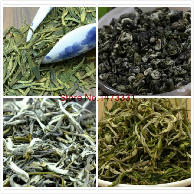 

4 Types Organic Chinese Green Tea - Longjing, Jasmine Green Tea, Maofeng, Biluochun, 50g*4 Tea Bags Gift China Green Tea