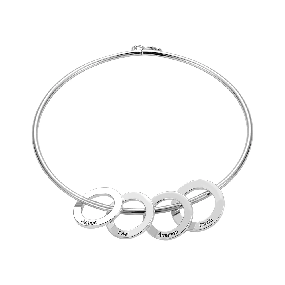 AILIN персонализированные имя браслеты для женщин мужчин ювелирные изделия стерлингового серебра на заказ 4 русские круги браслет