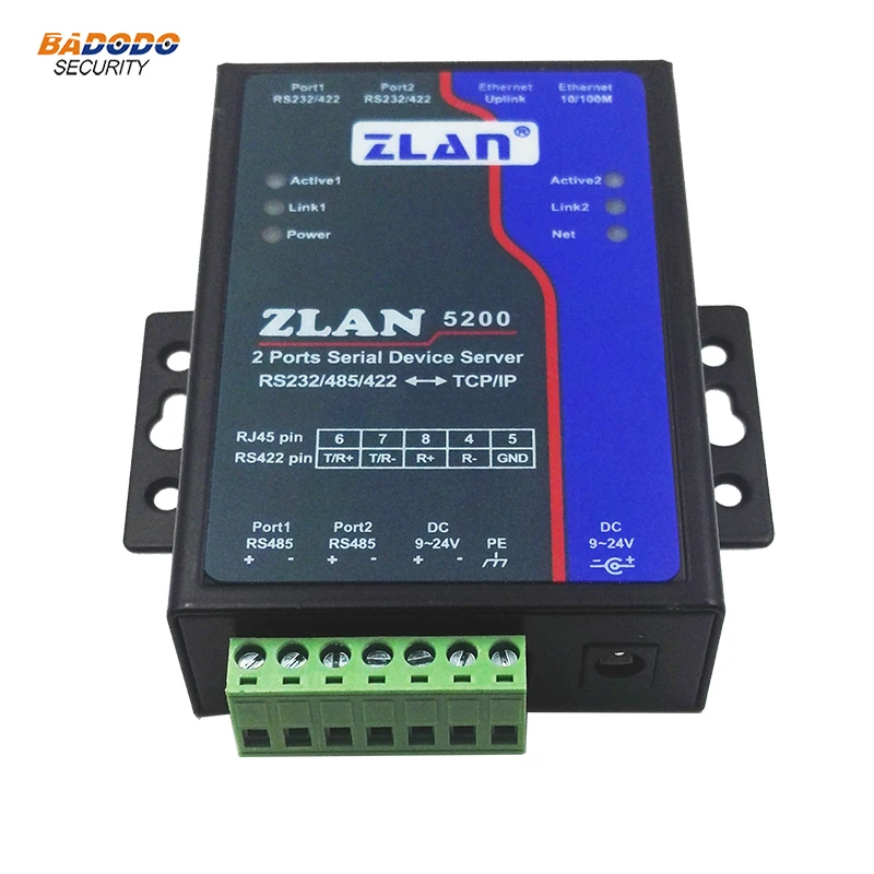 

ZLAN5240 2 serial ports RS232 RS485 RS422 to Ethernet RJ45 Converter dual serial server Switch support Modbus TCP and Modbus RTU