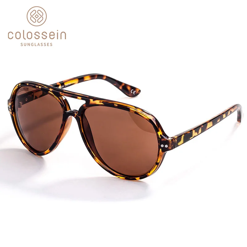 

COLOSSEIN Sunglasses Women Retro Polarized Female Classic Fashion Light Sun Glasses Men Vintage Driving Oval Brown UV400