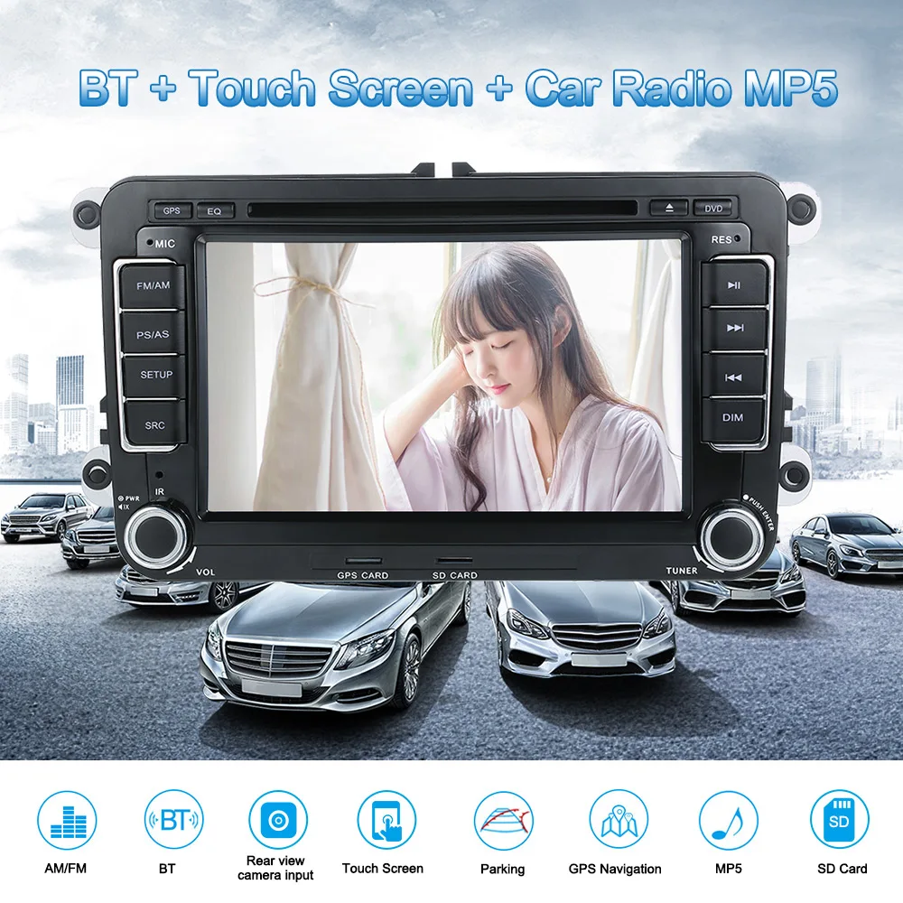 Excellent KKmoon 2 Din 7" HD Car DVD Player GPS Navi BT AM/FM Radio Universal for VolksWagen VW 2 Excellent KKmoon 2 Din 7" HD Car DVD Player GPS Navi BT AM/FM Radio Universal for VolksWagen VW 2