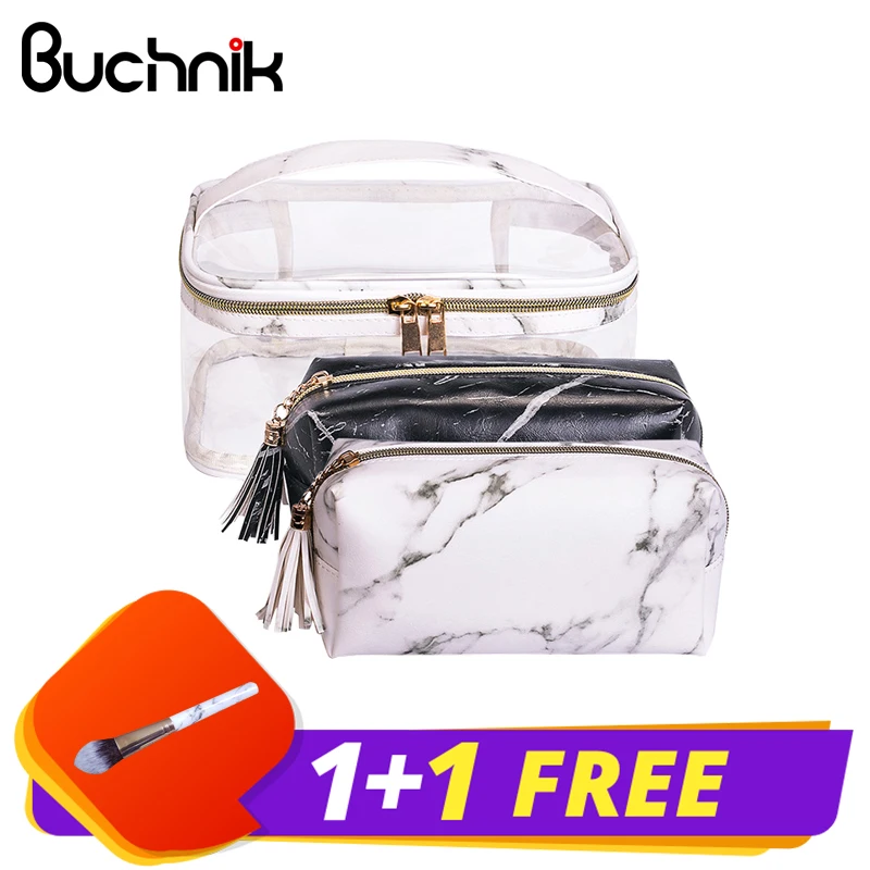 

Marble PVC Cosmetic Bag Transparent Women's Makeup Box Beauty Vanity Case Clear Wash Pouch Toiletry Organizer Travel Accessories