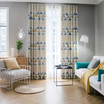 

Rubik's print curtains hot modern boutique living room curtains simple polyester blackout curtains for the bedroom 0208