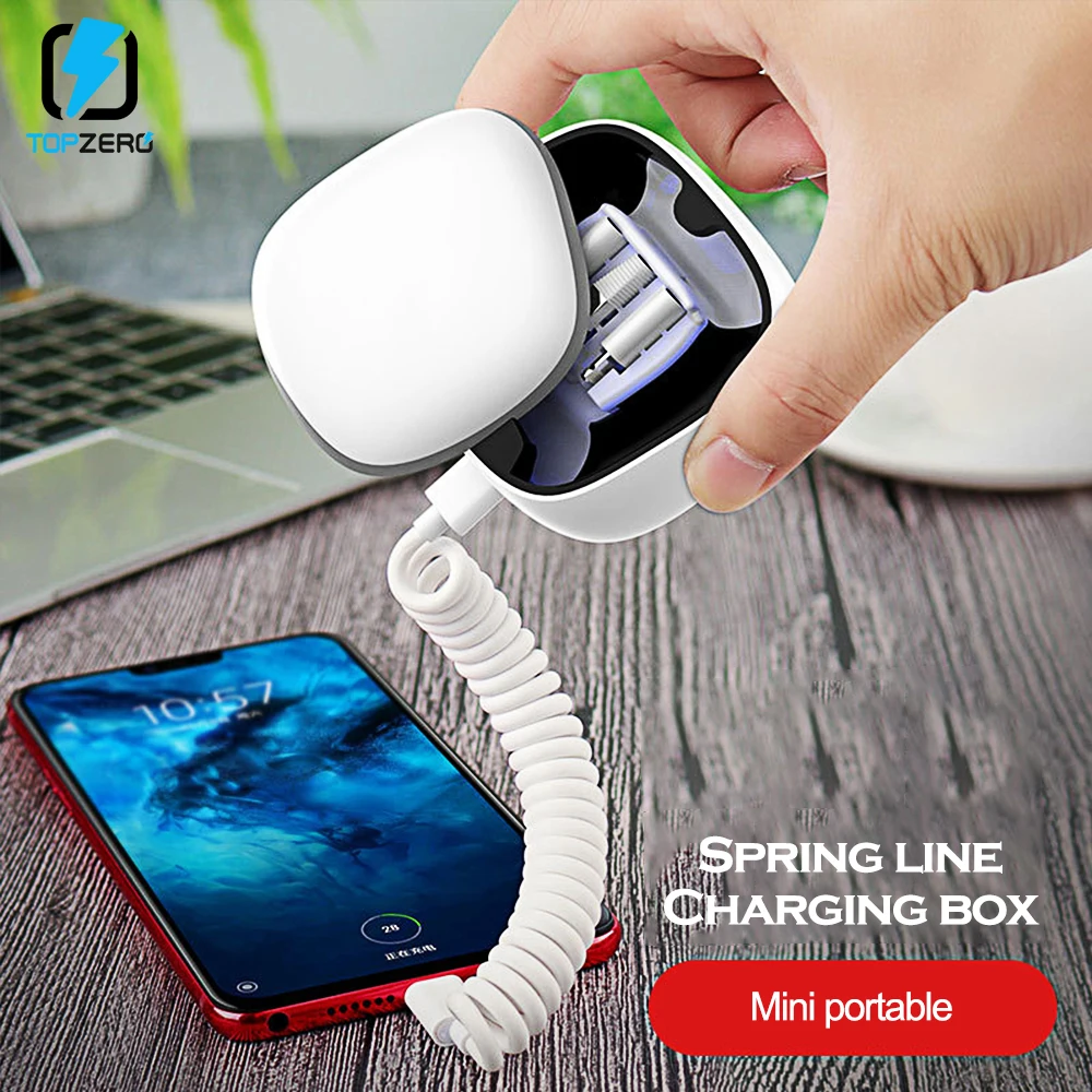 

Asometech Fast charger QC 3.0 Powerbank type c micro usb pd mini power bank adjustable Spring Cable For huawei xiaomi iphone