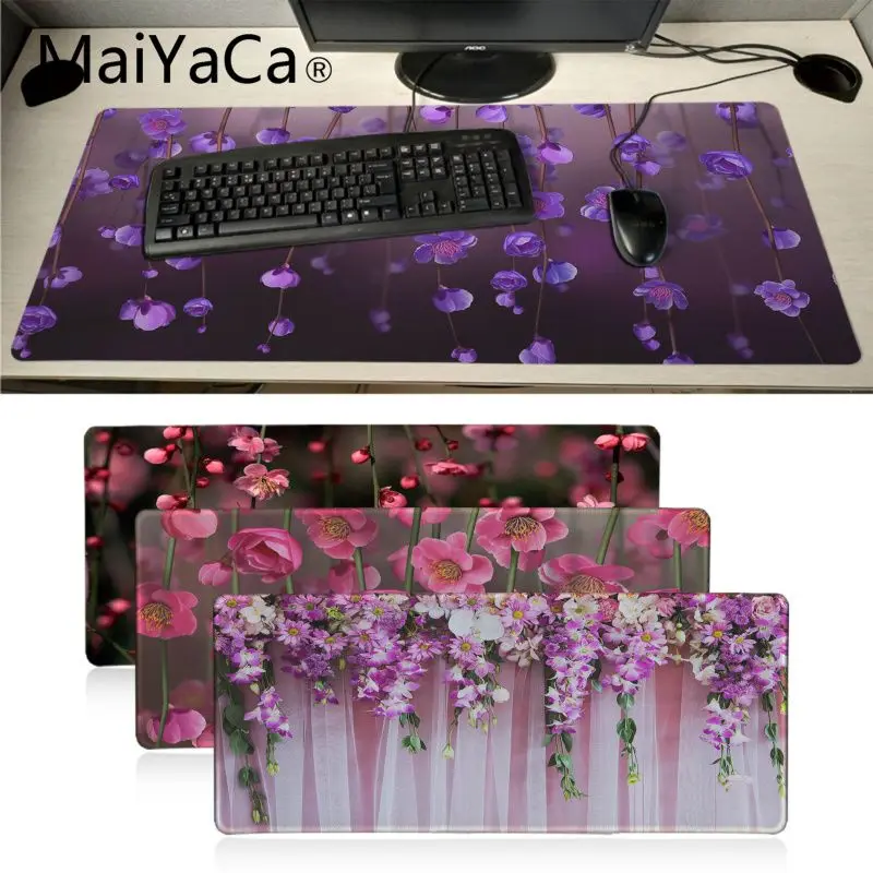 

Maiyaca Hanging Flower Pink purple Wallpaper Office Mice Gamer Soft Mouse Pad Gaming Player desk laptop Rubber Mouse Mat anime