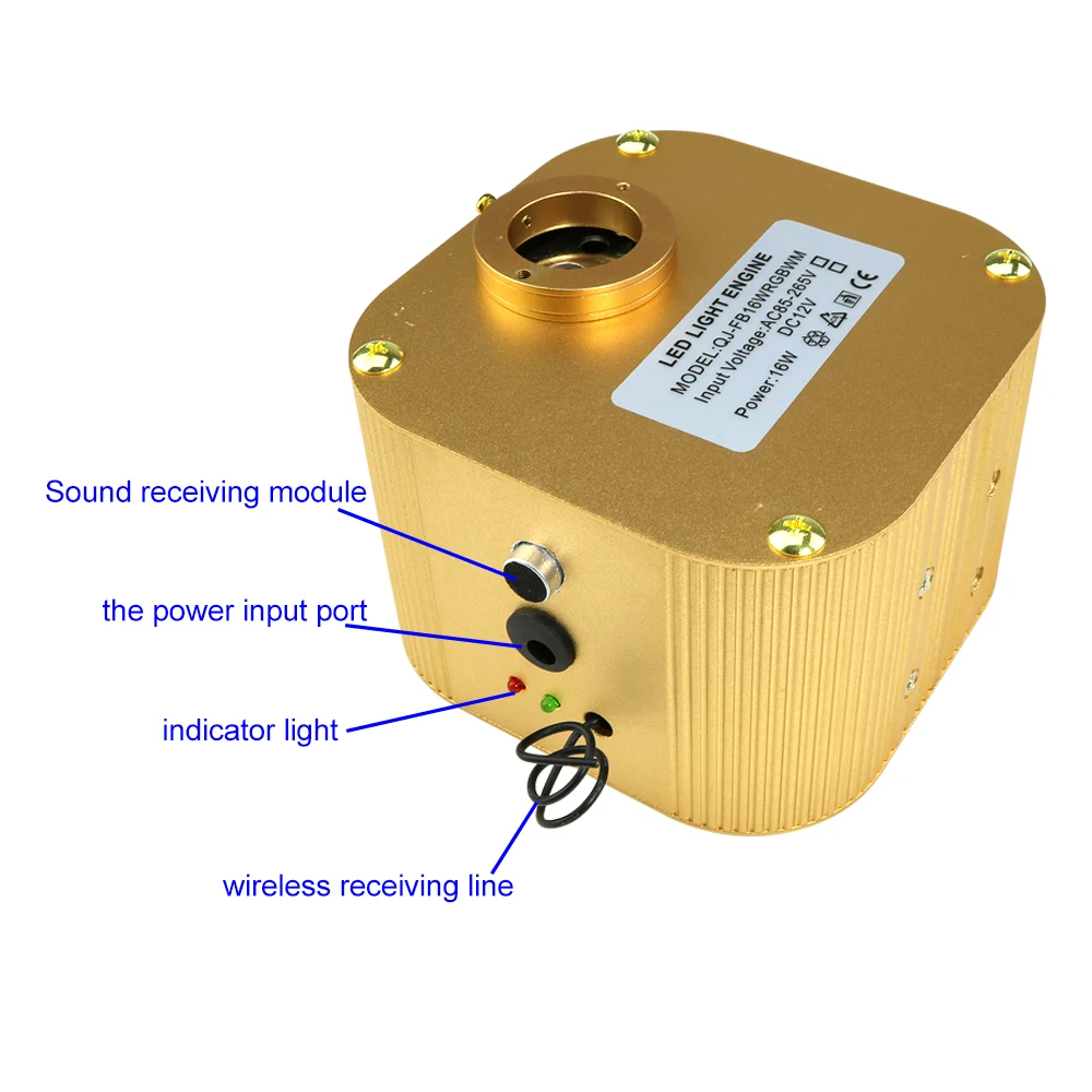 16 Вт мерцающий RGBW светодиодный волоконно-оптический светильник драйвер двигателя с музыкальным активным управлением для волоконно-оптического звездного неба
