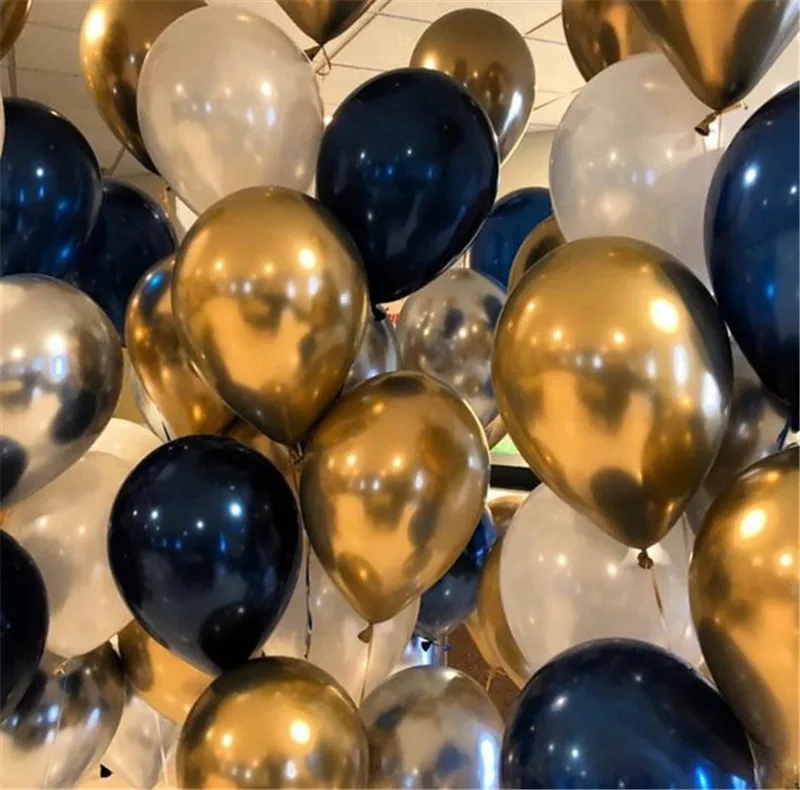 Набор воздушных шаров из 40 штук, смешанные цвета: хром, золото, серебро, жемчуг, белый, темно-синий, для свадьбы, помолвки, дня рождения, рождения, юбилея
