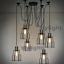 Лофт лампа Кантри стиль освещения Винтаж Кейдж накаливания подвеска industrial light Эдисон лампа накаливания 6 шт. люстры