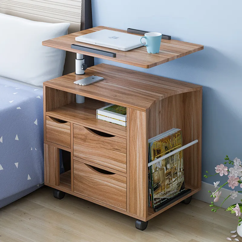 

Minimalist solid color with Cabinet Laptop Computer Wooden table Removable Lift Bed Side Table Desk Nightstand Table Furniture