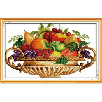 

Freeshipping DIY Craft Needlework Still Life Fruit Dish (2) DMC Counted Cross Stitch Kits for Embroidery Knitting Needles Crafts