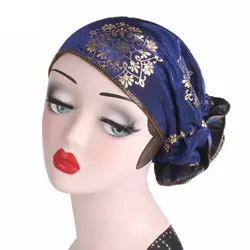 400 шт./лот Новый Для женщин мусульманская шляпа Дамы Цветок тюрбаны для Для женщин Повседневное шапочка Кепки платки