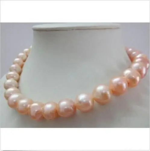

FREE SHIPPING HOT sell new Style >>>>huge11-12mm natural south pink kasumi pearl necklace 14KT 18" pretty