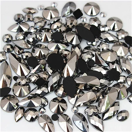 18g About 300pcs Mixed Shape Sizes AB Acrylic Rhinestones 3D Nail Art Rhinestones Non Hotfix Flatback Stones Decorations MC4000 