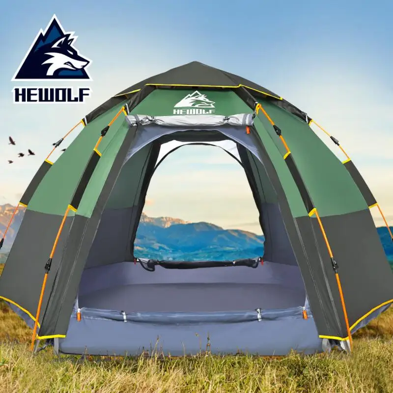 

Hewolf Quick Automatic Open Tent 5-8 Persons Double Layer Large Camping Family For Outdoor Recreation Tents Awning Beach Tent