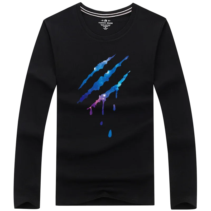 

SWENEARO Free Shipping Brand 2018 New Arrival Casual Slim Fit Long sleeved O-neck printing Cotton T shirt 5xl