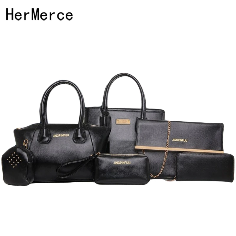 

6Set Luxury Handbags Leather Tote Shoulder Messenger Bag Woman's Bolsas Feminina Bags for Women 2018 Femme Heuptasje Sac a Main