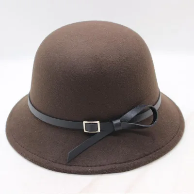 Ladies Cloche Winter Cap Soft for Girl Hats Trendy Derby Wool Bowler Fall Winter Warm Lovers Fedoras Princess Caps Chapeau Femme - Цвет: coffee