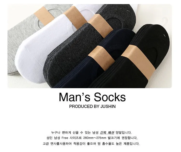 5 пар/лот мужские носки летние высококачественные хлопковые Модные дышащие носки-башмачки однотонные невидимые силиконовые Нескользящие носки