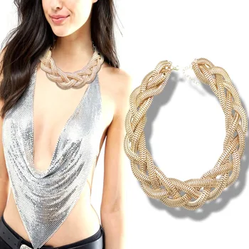 

Egypt Cleopatra Bold Snake Braided Chain Statement Bib Choker Collars Colar Gothic Chunky Necklace Jewelry Women