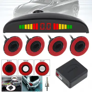 

4 Sensors 16mm Original Car Flat Parking Sensor Crescent Auto Reverse Backup Radar Detector System with LED Display for Cars