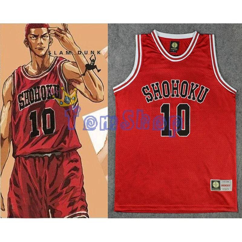 

SLAM DUNK Cosplay Shohoku School Basketball Team #10 Sakuragi Hanamichi Jersey Tops Shirt Sports Wear Uniform Size M L XL XXL