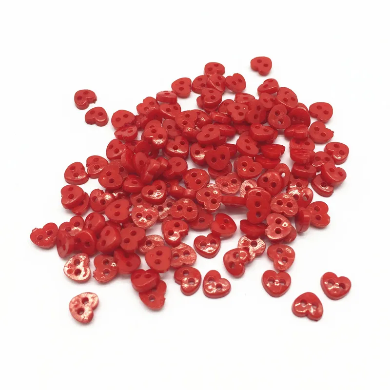

500pcs 6mm Plastic Mini Red/Pink/White Heart Buttons Sewing 2 Hole Tiny Doll Clothing Button For Scrapbooking