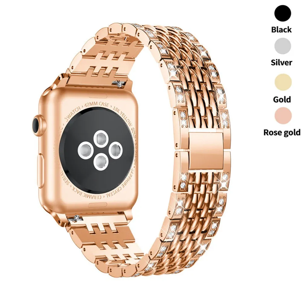 

Stainless Steel Diamond Strap for Apple Watch Band 38mm 42mm Metal Link Bracelet Wrist Belt for Apple Watch Series 1 2 3 4 5