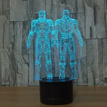 Ironman фигурку 3D свет в ночь Ironman Марк настольная лампа Цвет изменение USB LED акрил Ночная украшение