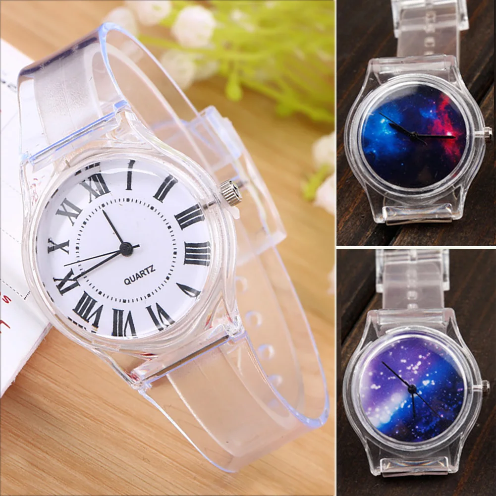 High Quality Crystal Watch Cartoon Novelty Transparent Silicone Strap Classic Student / Women Wrist Quartz Watch
