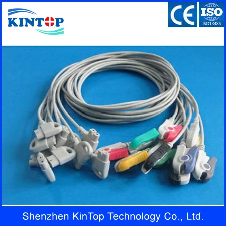 12 Channel Electrocardiogram Trim Touch Cable Leadwires for Philip, 10 Leads IEC Grabber ends