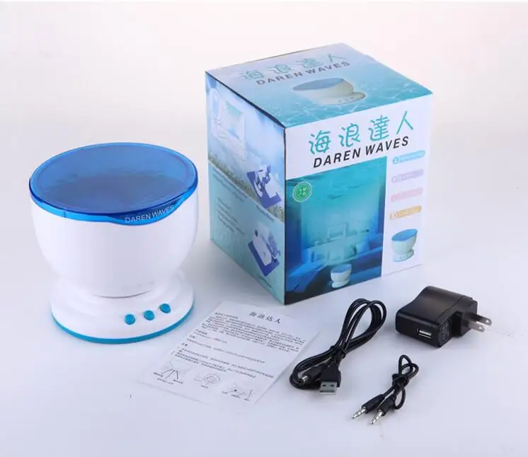 Светодиодный Ночной Светильник проектор USB AABatteries подарки для детей океан волны синий проекционной лампы с Динамик Спальня проекционный светильник