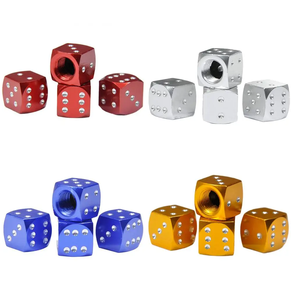

4Pcs/set Dice Design Dust Valve Caps Motorcycles Electric Cars Tyre Tire Stem Cover