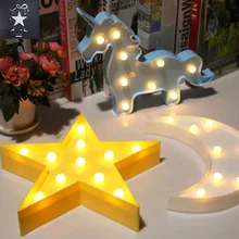 1pcs Lovely Horse Cloud Light 3D Star Moon Night Light LED Cute Marquee Sign For Baby Children Bedroom Decor Kids Gift Toy