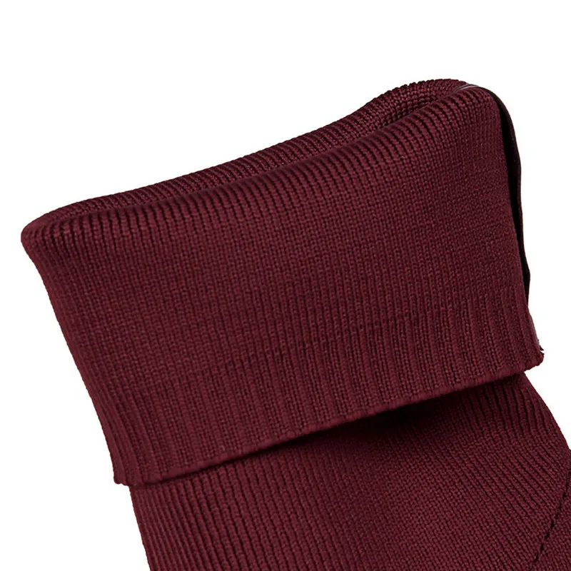 Najtaniej Elastyczne skarpety buty z obcasem Stretch buty skarpety obcasy jesień Knitting Boot Lady połowy łydki Boot kobiety czarny beżowy botas mujer