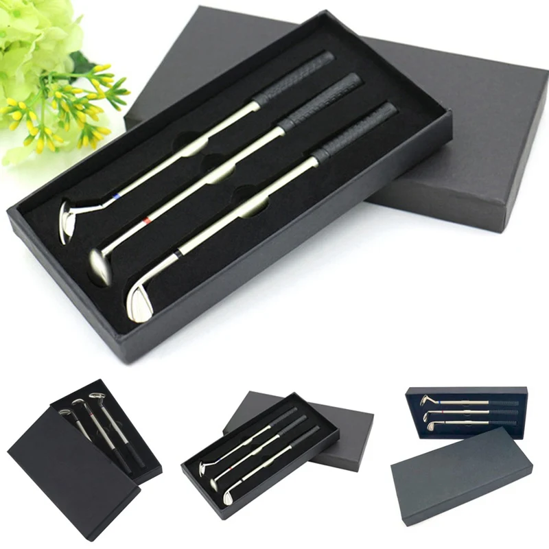 

New Mini Golf Club Putter Ball Pen Creative BallPen Set Golfers Gift Box Set Desktop Decor For Office School Supplies Stationery