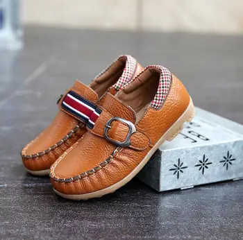 

2019 Spring and Autumn Genuine Leather Children's Peas shoes student fashion wild casual shoes British gentleman show boys shoes