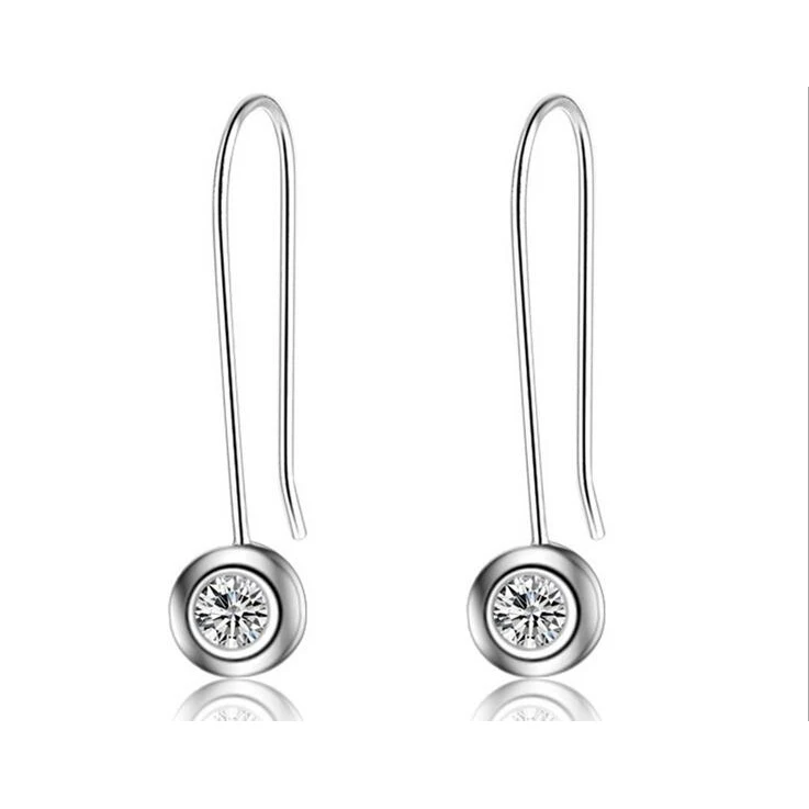 Crystal From Swarovski Jewelry Bohemia Brincos round stone stud Ear Rhodium Plated Long Drop Dangle Earrings For Woman Gift