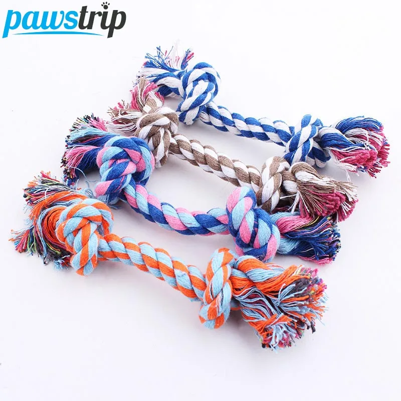 1pc Pet Dog Toy Double Knot Cotton Rope Braided Bone Shape Puppy Chew Toy Cleaning Tooth