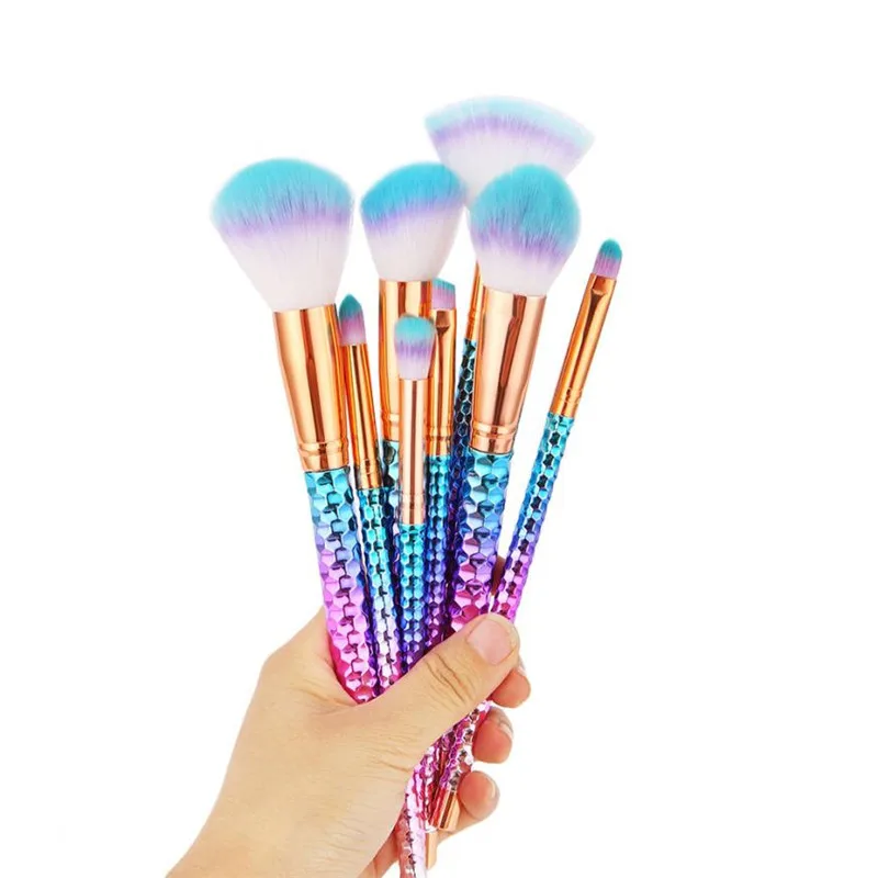 Buy 8pcs Mermaid Makeup Brushes Set Foundation Powder
