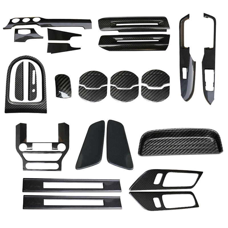 QHCP Car Styling 13 Pieces Carbon Fiber Interior Decoration Car Accessories For Ford Mustang 2015