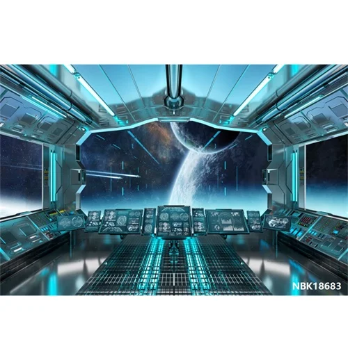 Laeacco космический корабль космическая станция Вселенная Scener фотографии фонов индивидуальные виниловые Фото фоны для домашнего студийного декора - Цвет: NBK18683