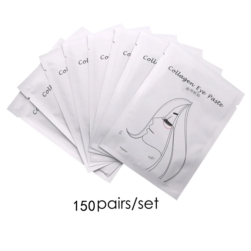 150 Pairs Collagen Eyelash Extension Patches Lint-free Eye Lash Building Patches Fake Eye Lash Grafting Eye Pads Makeup Tools - Цвет: White girls-150