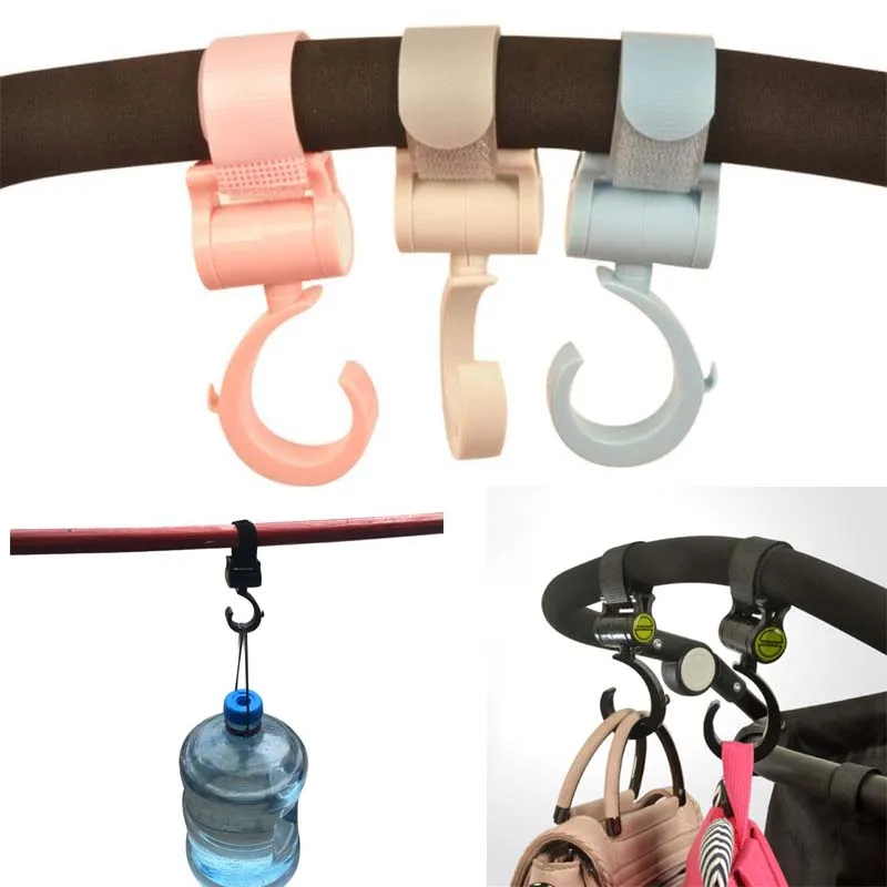 

2 Pcs Stroller Hook Baby Cart Accessories 360 Degree Non-slip Big Umbrella Carriage Velcro Hooks