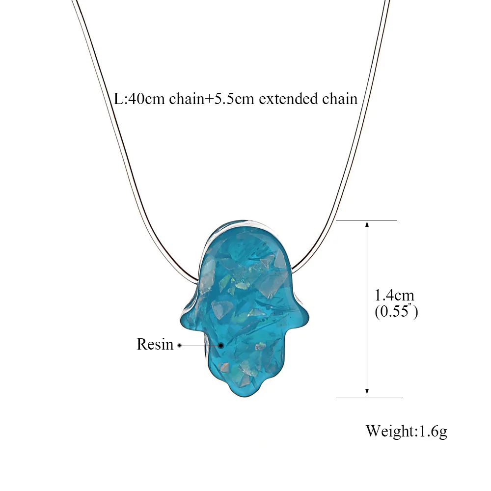 Сине-белый кристалл, полимерный опал, рука Хамса, невидимая Рыбная линия, ожерелье, подвеска Фатима, ожерелье для женщин, колье, ювелирное изделие, колье