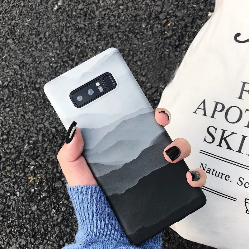 

YHBBCASES Gradient Phone Cases For Samsung Galaxy S10 5G S8 S9 Plus Plus Case Note 10 Plus 8 9 Fog Landscape Painting Soft Cover