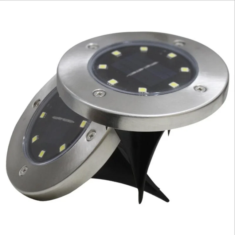 

2PCS/Lot LED Solar Light Outdoor 8 Leds Ground Light Solar Powered Underground Lights White&warm white garden decoration lamp