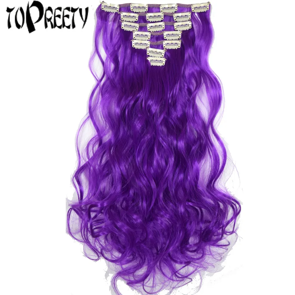

TOPREETY Heat Resistant Synthetic 100g 19" 48cm Wavy Clip in hair Extensions 7pcs/set Full head