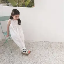 Новинка года комбинезоны для девочек Летняя мода карман хлопок брюки От 2 до 7 лет HY887